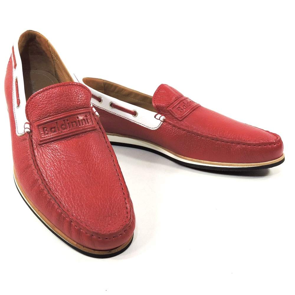 BALDININI 🇮🇹 MEN'S RED SOFT LEATHER COMFORT SUMMER LOAFERS